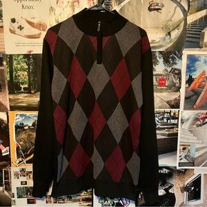 NWT Men's Studio Omega 90s Vintage Style 1/4 Knit Zip Pullover Sweater Small